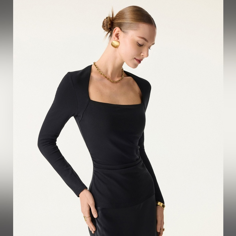 Ogl Angular Square Neck Side Ruched Top - image 3